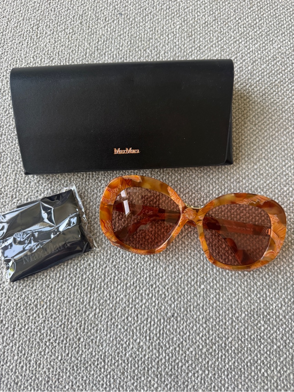 Max Mara Edna MM0087 Oversized Tortoiseshell Sunglasses Brown Acetate Italy NWT - Picture 3 of 6